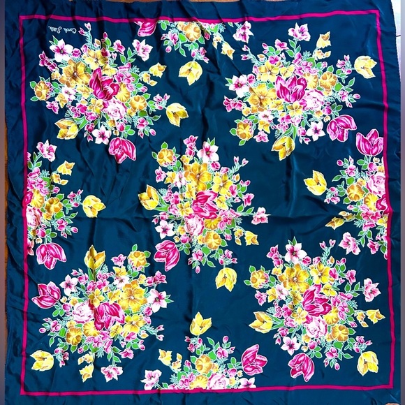 Carole Little Accessories - Carole little Floral Silk Scarf with Pink and Yellow Accents
